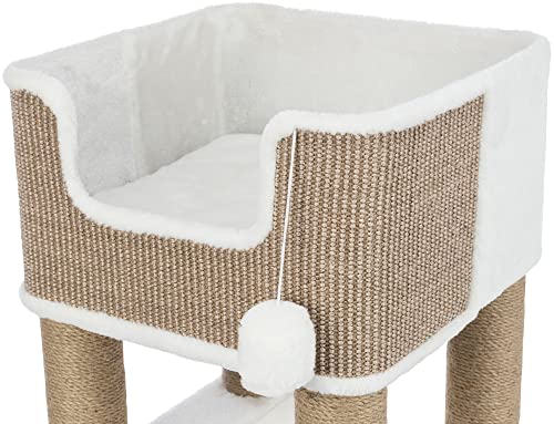 TRIXIE Lucano XXL 43-in Cat Tower, Sisal Scratching Posts, Cat Tree with Plush Condo, Cushions, Dangling Cat Toys, Brown