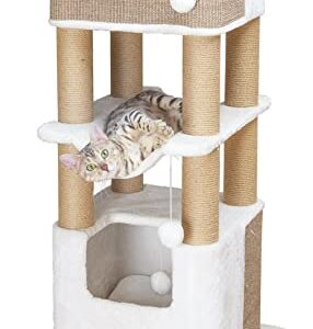 TRIXIE Lucano XXL 43-in Cat Tower, Sisal Scratching Posts, Cat Tree with Plush Condo, Cushions, Dangling Cat Toys, Brown