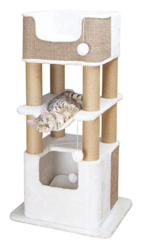 TRIXIE Lucano XXL 43-in Cat Tower, Sisal Scratching Posts, Cat Tree with Plush Condo, Cushions, Dangling Cat Toys, Brown