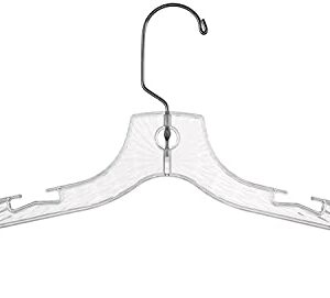 12 Pack - Heavy Weight 17" Clear Crystal Plastic Cloth Hangers - 12 Pack Suit or Coat Swivel Hook Hanger (Clear Hanger)