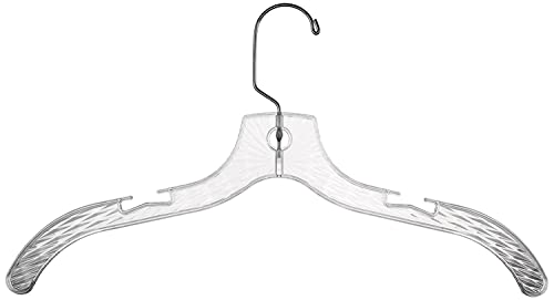 12 Pack - Heavy Weight 17" Clear Crystal Plastic Cloth Hangers - 12 Pack Suit or Coat Swivel Hook Hanger (Clear Hanger)