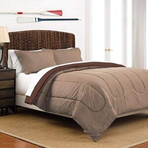 martex 1c11990 reversible full/queen size 3-piece comforter set, beige/brown