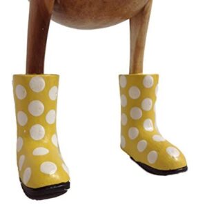 DCUK, The Duck Company - Natural Welly Ducklet - Spotty Yellow Boots - Large