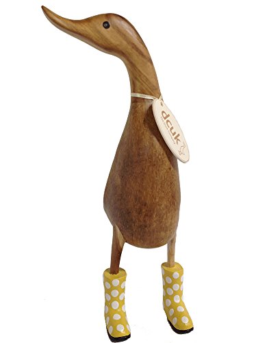 DCUK, The Duck Company - Natural Welly Ducklet - Spotty Yellow Boots - Large