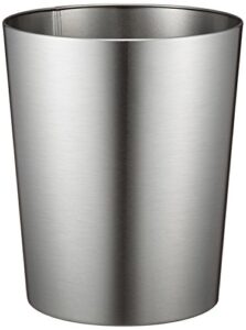 idesignround metal waste basket, the patton collection – 8" x 8" x 9.7", brushed stainless steel