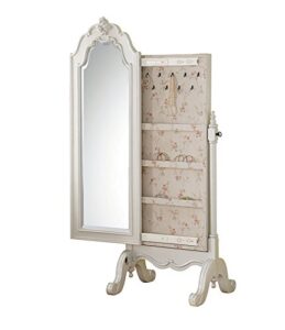 acme furniture edalene cheval jewelry armoire, pearl white