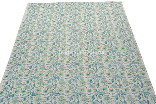 Trade Star 100% Cotton 3 Yard Fabric Hand Block Print Natural Fabric for Dressmaking Floral Print Fabric by The Yard Beautiful Fabric for Baby Dresses (Pattern 3)