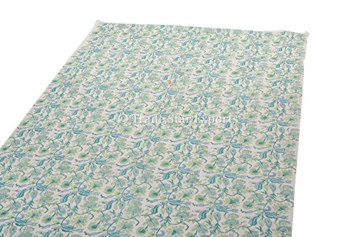 Trade Star 100% Cotton 3 Yard Fabric Hand Block Print Natural Fabric for Dressmaking Floral Print Fabric by The Yard Beautiful Fabric for Baby Dresses (Pattern 3)