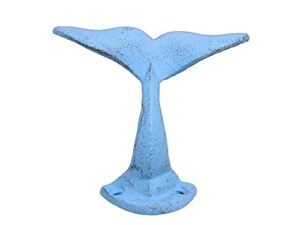 handcrafted nautical decor rustic light blue cast iron decorative whale tail hook 5" - cast iron decoratio