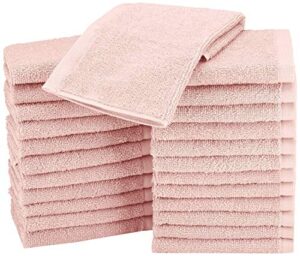 amazon basics fast drying, extra absorbent, terry cotton washcloths - pack of 24, petal pink, 12 x 12-inch