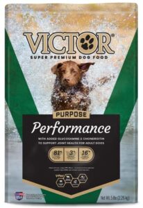 victor super premium dog food – performance dry dog food – 26% protein for active adult dogs – includes glucosamine and chondroitin for hip and joint health, 5lbs