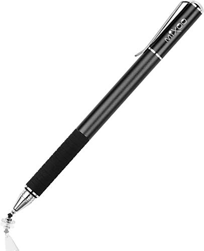 Mixoo Capacitive Stylus Pen,(Disc and Fiber Tip 2-in-1 Series) High Sensitivity and Precision,Stylus for iPad,iPhone and Other Touch Screens Devices, Black