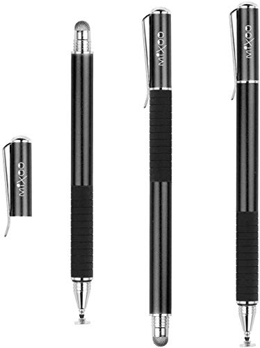 Mixoo Capacitive Stylus Pen,(Disc and Fiber Tip 2-in-1 Series) High Sensitivity and Precision,Stylus for iPad,iPhone and Other Touch Screens Devices, Black
