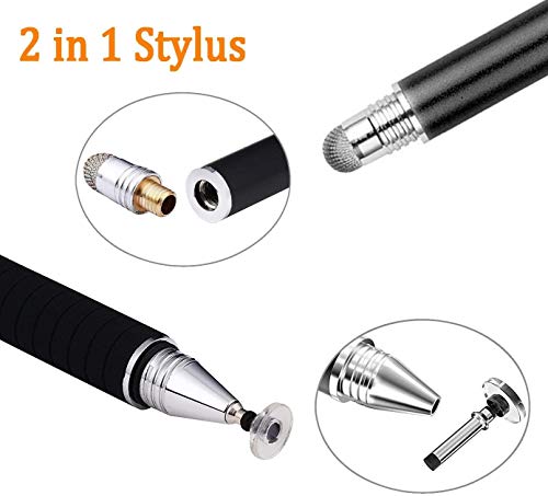 Mixoo Capacitive Stylus Pen,(Disc and Fiber Tip 2-in-1 Series) High Sensitivity and Precision,Stylus for iPad,iPhone and Other Touch Screens Devices, Black