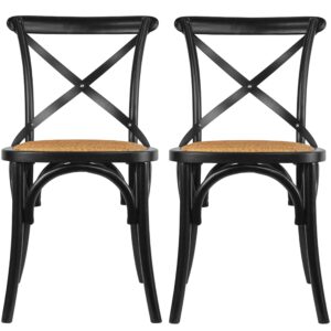 2xhome set of 2 black mid century modern farmhouse antique cross back chair with x back assembled solid real wooden frame antique style dining chair side for accennt chair woven kitchen task work desk