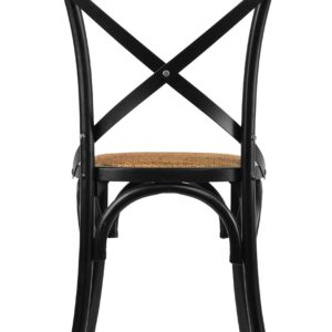 2xhome Set of 2 Black Mid Century Modern Farmhouse Antique Cross Back Chair With X Back Assembled Solid Real Wooden Frame Antique Style Dining Chair Side For Accennt Chair Woven Kitchen Task Work Desk