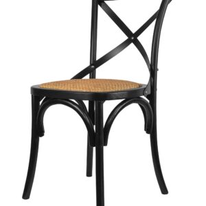 2xhome Set of 2 Black Mid Century Modern Farmhouse Antique Cross Back Chair With X Back Assembled Solid Real Wooden Frame Antique Style Dining Chair Side For Accennt Chair Woven Kitchen Task Work Desk