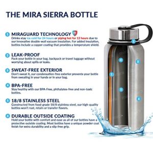 MIRA 40 oz Stainless Steel Vacuum Insulated Wide Mouth Water Bottle - Thermos Keeps Cold for 24 hours, Hot for 12 hours - Double Walled Hydro Travel Flask - Pearl Blue