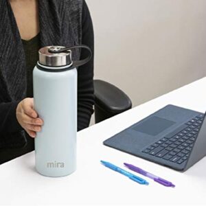 MIRA 40 oz Stainless Steel Vacuum Insulated Wide Mouth Water Bottle - Thermos Keeps Cold for 24 hours, Hot for 12 hours - Double Walled Hydro Travel Flask - Pearl Blue