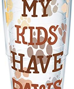 Tervis My Kids Have Paws Made in USA Double Walled Insulated Tumbler Travel Cup Keeps Drinks Cold & Hot, 24oz - No Lid, Clear