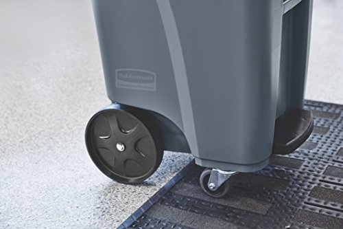 Rubbermaid Commercial Products BRUTE Rollout Step On Trash/Garbage Can with Casters - 32 Gallon - Gray