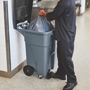 Rubbermaid Commercial Products BRUTE Rollout Step On Trash/Garbage Can with Casters - 32 Gallon - Gray