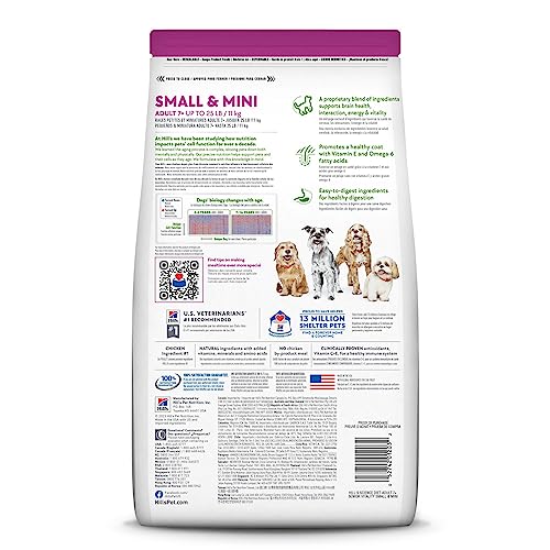 Hill's Science Diet Adult 7+ Senior Vitality Small & Mini Dry Dog Food, 12.5 lb. Bag