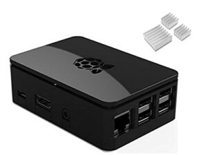 black protective case/box/enclosure for raspberry pi model b/ 2/3 with aluminum heatsink cooler - access to all ports