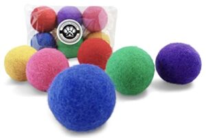 earthtone solutions wool felt ball toys for cats and kittens, fun adorable colorful soft quiet felted fabric balls, unique for cat lovers, merino wool, hand made in nepal