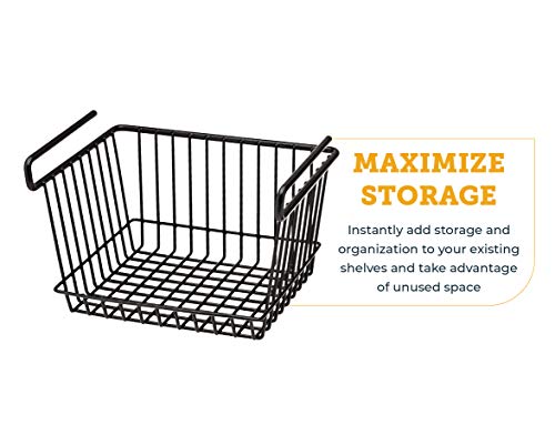 SnapSafe Hanging Shelf Large Basket, 76011 - Coated Wire Basket Maximizes Storage for Documents, Gun Accessories, & Ammo - Easy Access Under Shelf Storage for Gun Safes - Holds Up to 40 Pounds