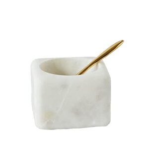 creative co-op square white marble brass spoon (set of 2 pieces) bowl, 24 ounces