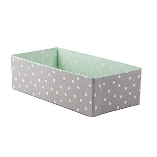 Home Traditions Customizable Storage Compartment - Rectangular, Foldable Sock/Underwear Drawer Divider or Closet/Nursery Organizer Bin, Light Green and Grey Polka Dot