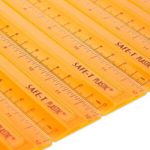 hand2mind 12"(1/16") Plastic Safe-T Ruler, Clear Rulers for Kids, Flexible Ruler, Rulers for School, Unbreakable Rulers, Straight Edge Ruler, Classroom Supplies (Pack of 24)