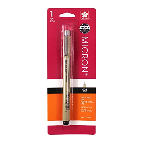 Sakura Pigma 50045 Micron Blister Card Ink Pen Set, Black, 003 Black 1CT