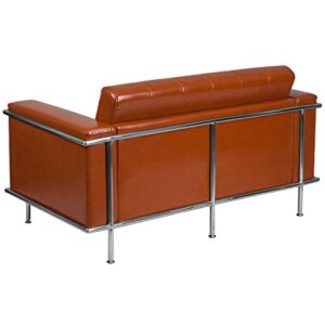 Flash Furniture HERCULES Lesley Series Contemporary Cognac LeatherSoft Loveseat with Encasing Frame