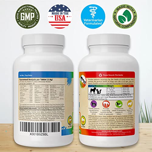 Prenatal Dog Vitamins – Multivitamin for Dogs and Cats with Folic Acid, Minerals and Amino Acids. Ideal for Pregnant, Breast Feeding and Newborn Pets – Senior Dog Supplement, Complete Puppy Vitamins.