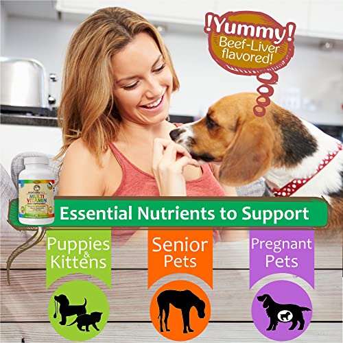 Prenatal Dog Vitamins – Multivitamin for Dogs and Cats with Folic Acid, Minerals and Amino Acids. Ideal for Pregnant, Breast Feeding and Newborn Pets – Senior Dog Supplement, Complete Puppy Vitamins.