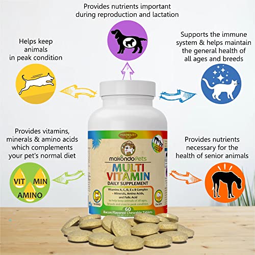 Prenatal Dog Vitamins – Multivitamin for Dogs and Cats with Folic Acid, Minerals and Amino Acids. Ideal for Pregnant, Breast Feeding and Newborn Pets – Senior Dog Supplement, Complete Puppy Vitamins.