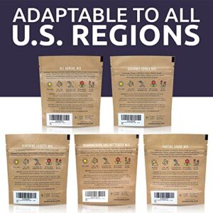 Bulk Wildflower Seeds Variety Pack - 5 Large Packets 5 Different Mixes - Over 1/4 Pound - More Than 30,000 Open Pollinated Seeds