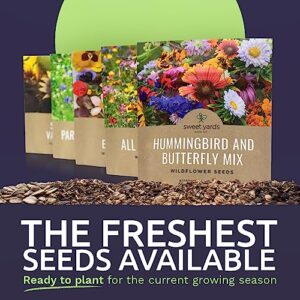 Bulk Wildflower Seeds Variety Pack - 5 Large Packets 5 Different Mixes - Over 1/4 Pound - More Than 30,000 Open Pollinated Seeds