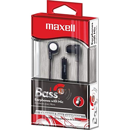 Maxell – 199621, Wired Earbuds with Built-in Microphone & Dynamic Sound Quality - Comfortable Silicone Ear-Tips with Super-Elastic Cable - Compatible with Smartphones, Tablets, Laptops & PCs – Black