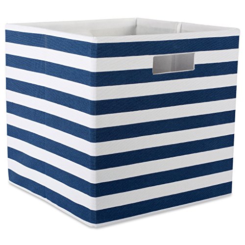 DII Polyester Cube Storage Collection Collapsible Hard Sided Bin, 13x13x13", Nautical Blue