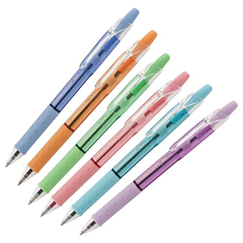 RSVP RT Pastel Barrel, Retractable Ballpoint Pen, (1.0mm) Med, Assorted Ink (6-Pk)