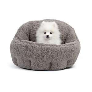 best friends by sheri orthocomfort deep dish cuddler sherpa cat and dog bed, gray, standard