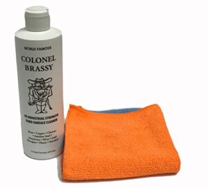 colonel brassy metal chrome aluminum plastic cleaner with 2-pack grace-i-am microfiber polishing cloth