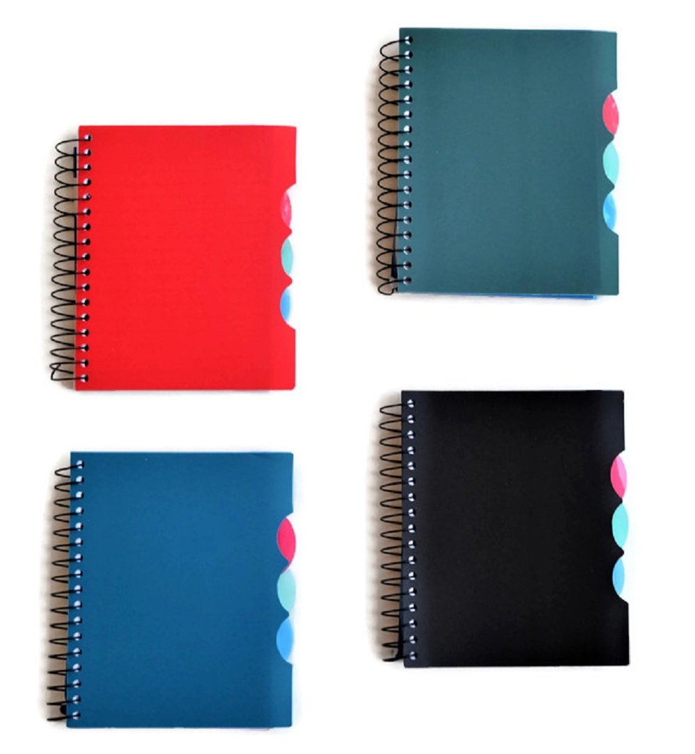 4-Subject Small Mini Spiral Notebooks with Plastic Covers, 4-ct Set