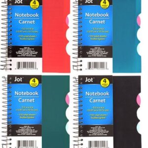 4-Subject Small Mini Spiral Notebooks with Plastic Covers, 4-ct Set