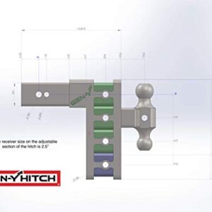 GEN-Y GH-1723 MEGA-Duty 3" Shank 6" Drop Hitch Combo with GH-0161 Versa-Ball & GH-0162 Pintle Lock | 3.5K Tongue Weight | 32K Towing Capacity