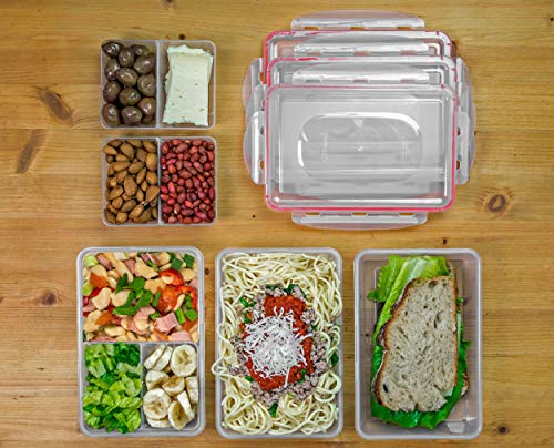 Bento Lunch Box 3pcs set 24oz - Meal Prep Containers Microwavable - BPA Free - External Leak Proof - Portion Control Containers - Food Prep Containers Dishwasher Friendly - Snap Locking Lid