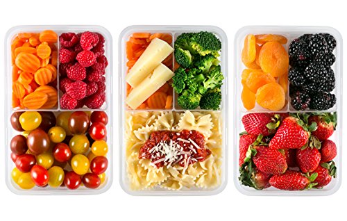 Bento Lunch Box 3pcs set 24oz - Meal Prep Containers Microwavable - BPA Free - External Leak Proof - Portion Control Containers - Food Prep Containers Dishwasher Friendly - Snap Locking Lid